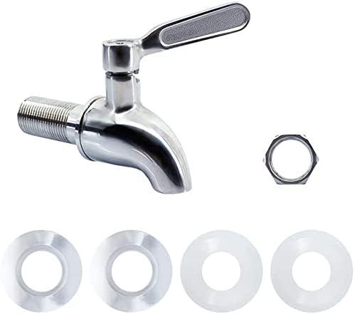 Polished Stainless Steel Beverage Dispenser Replacement Spigot Set
