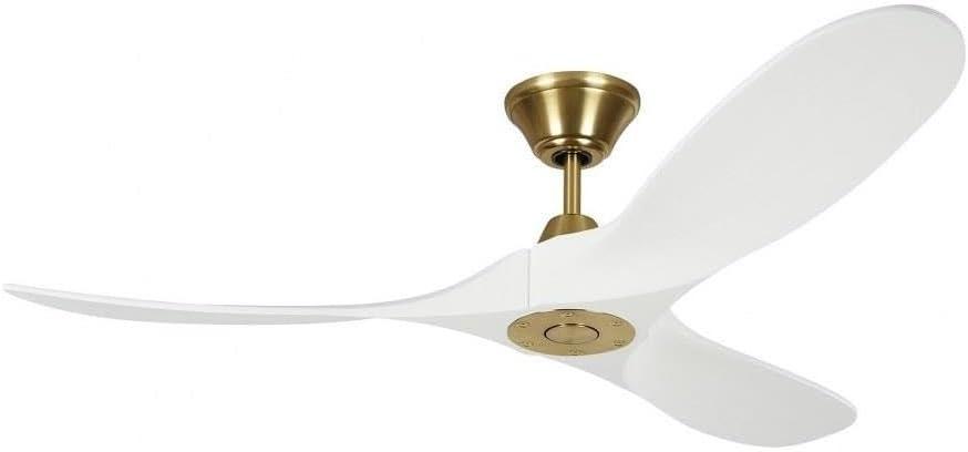 52" Burnished Brass and White 3-Blade Ceiling Fan with Remote