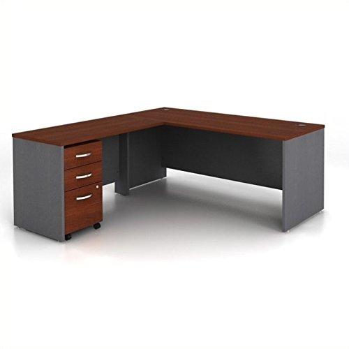 Hansen Cherry L-Shaped Computer Desk with Filing Cabinet