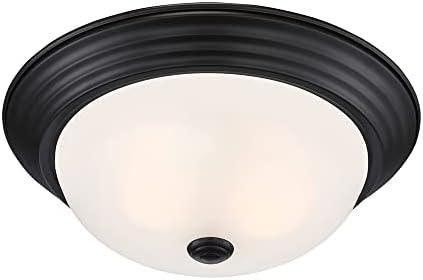 1257M-ORB-W-Designers Fountain-13 Inch 2 Light Flush Mount-Oil Rubbed Bronze Finish-Etched Glass Color