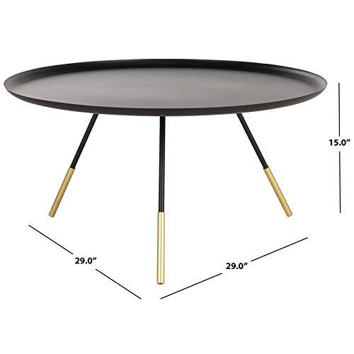 Orson Coffee Table with Metal Gold Cap - Black/Gold - Safavieh