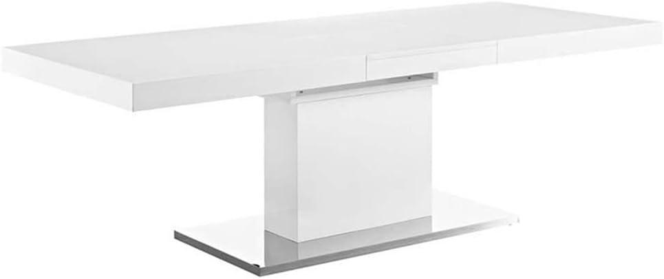 Contemporary Vector Extendable Dining Table in White Silver