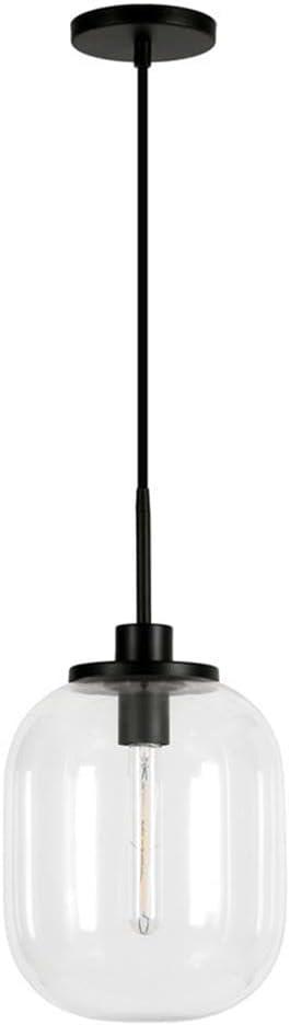 Evelyn&Zoe 9" Blackened Bronze Metal/Glass Pendant