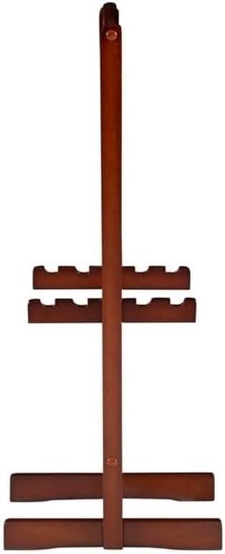 Brown Faux Marble and Rubberwood Folding Tray Table Set