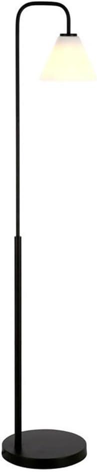 Evelyn&Zoe Henderson Arc Floor Lamp with Glass Shade, Brass/White Milk