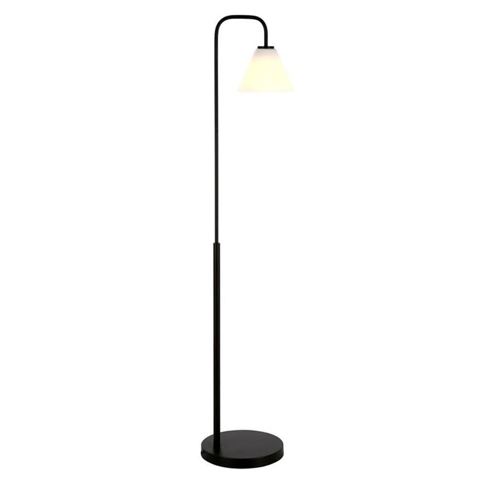 Evelyn&Zoe Henderson Arc Floor Lamp with Glass Shade, Brass/White Milk