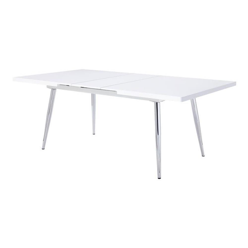 White High Gloss Extendable Dining Table with Chrome Legs