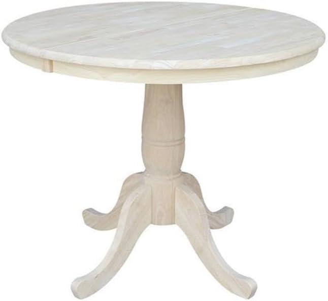 36" Round Top Pedestal Dining Table with 12" Drop Leaf - International Concepts