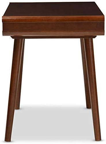 Baxton Studio Casarano Mid-century Modern Dark Walnut and White Two-tone Finish 2-drawer Wood Home Office Writing Desk