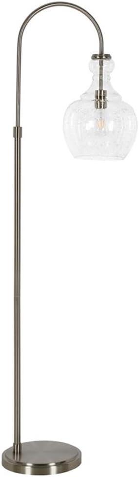 Brushed Nickel Arc Floor Lamp with Seeded Glass Shade