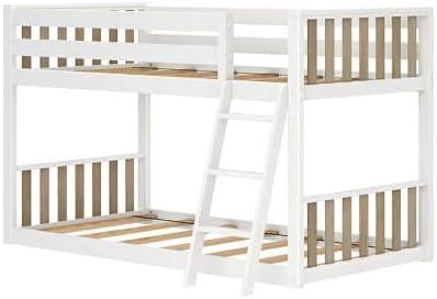 Max & Lily Solid Wood Scandinavian Twin over Twin Bunk Bed for Kids with Ladder