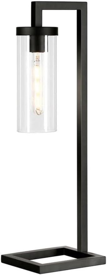 Evelyn&Zoe Lámpara de Mesa Moderna de Metal con Pantalla de Vidrio Transparente