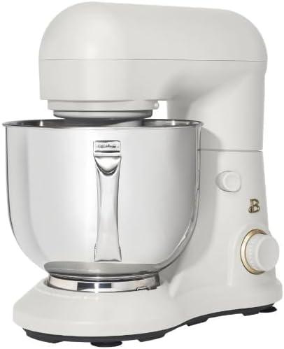 Beautiful 5.3 Qt Stand Mixer, White Icing with Flat Beater, Dough Hook, Balloon Whisk