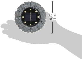 Stone Dark Gray Solar Powered LED Pathway Disk Lights, Set of 4