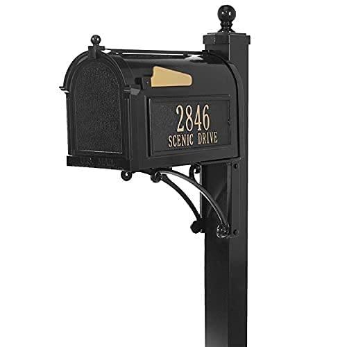 Black Aluminum Capitol Mailbox with Side Address Plaques