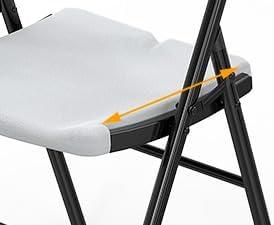 Hassch Plastic Folding Chairs Set of 4, Indoor Outdoor Stackable Chairs with White Seat & Back, Black Steel Frame, Used for Party, Garden, Patio, Dining, Wedding, Camping