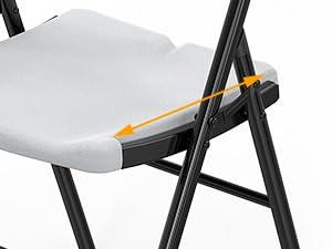 Hassch Plastic Folding Chairs Set of 4, Indoor Outdoor Stackable Chairs with White Seat & Back, Black Steel Frame, Used for Party, Garden, Patio, Dining, Wedding, Camping