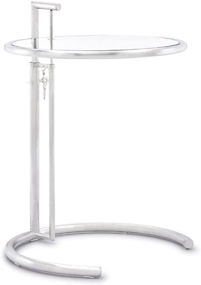 Adjustable Round Clear Glass and Metal Side Table