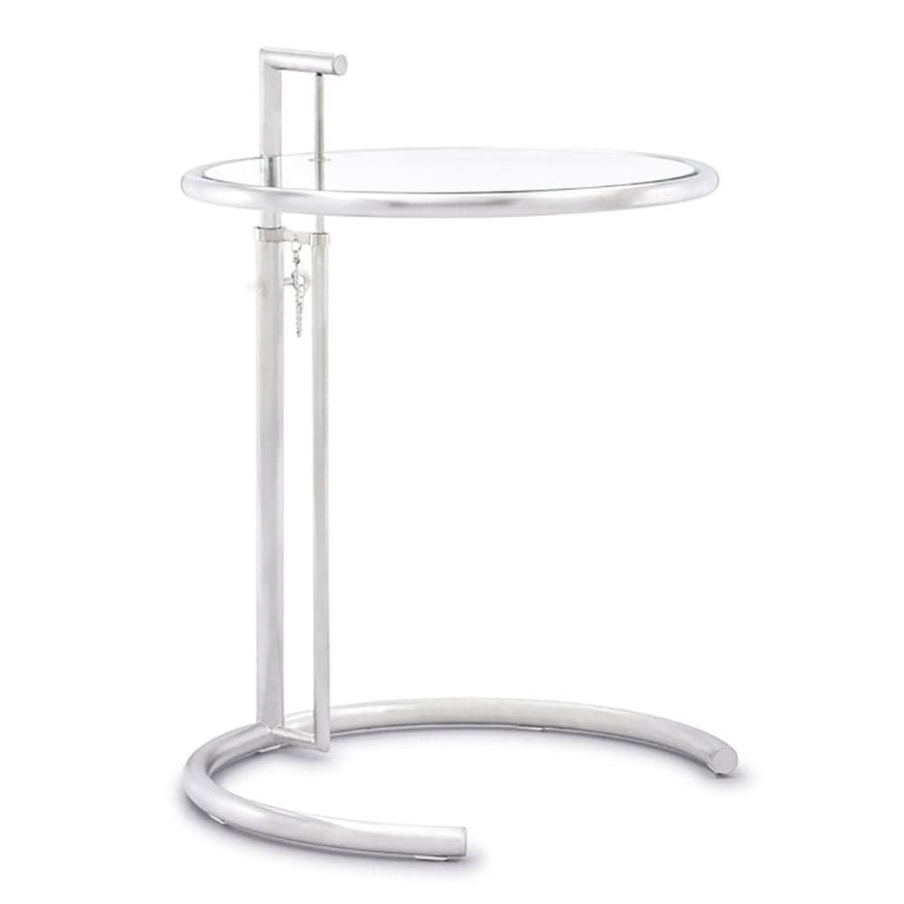 ZURI Furniture Modern Aileen Side Table Clear Tempered Glass Top Brushed Stainless Steel Base
