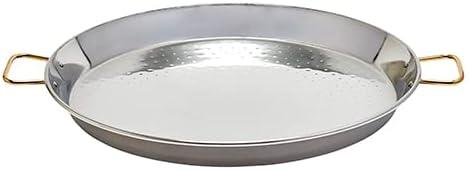 Garcima 22-Inch Stainless Steel Paella Pan with Gold Handles