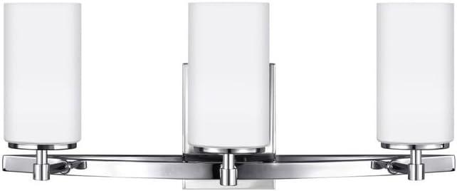 Chrome 3-Light Bath Fixture with Etched Glass Shades