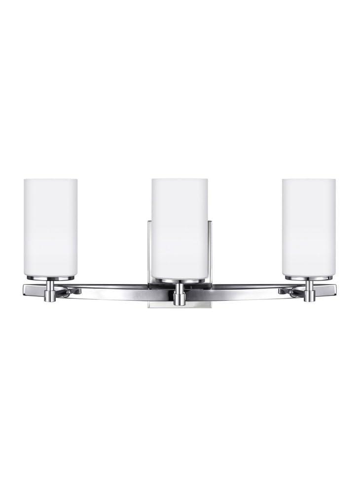 Alturas 22 in. 3-Light Chrome Modern Contemporary Wall Bathroom Vanity Light with Satin Etched Glass Shades