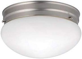 Ceiling Space 9" 2 Light Flush Mount with White Globe in Brushed Nickel