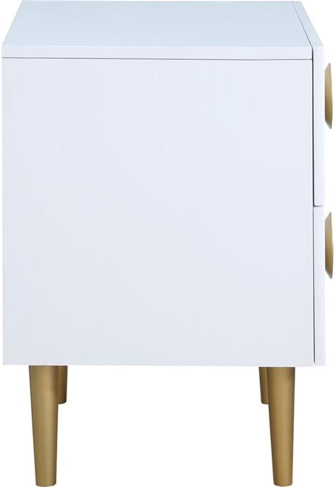 Meridian Furniture Zayne Contemporary Metal Nightstand in Rich White Finish