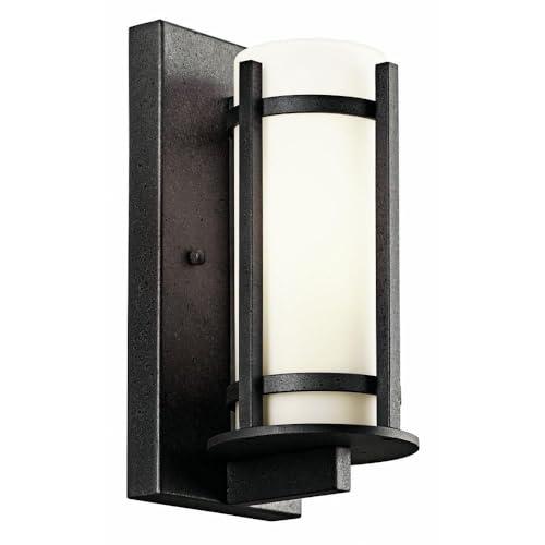 Hokku Designs Outdoor Wall Light With Opal Etched Glass - Modern Design For Rustic, Country, And Lodge Décor