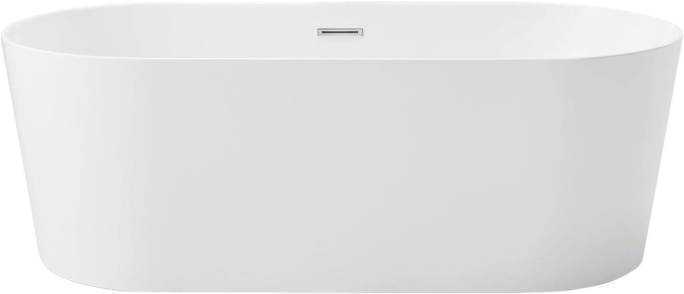 Kingston Brass Aqua Eden 54-Inch Acrylic Oval Double Ended Freestanding Tub with Drain