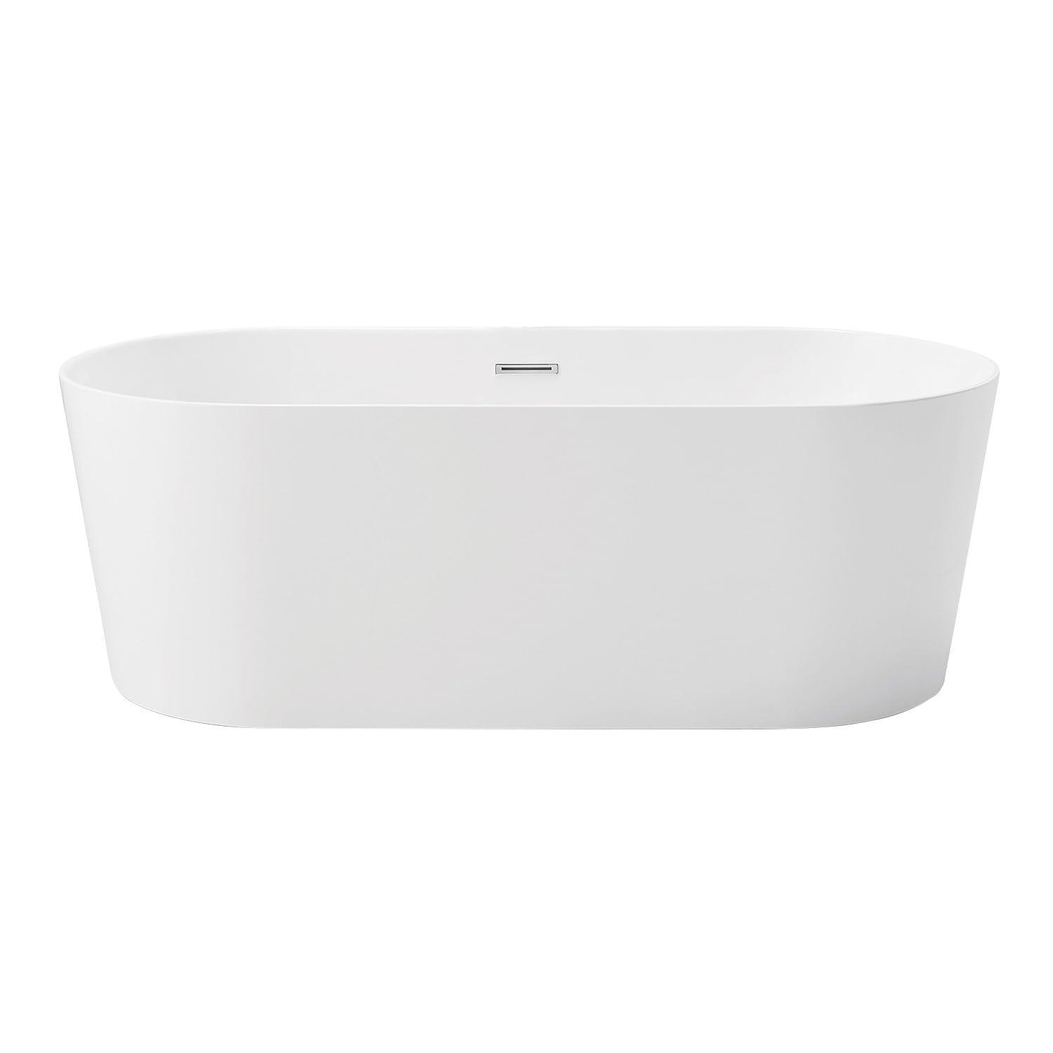Kingston Brass Aqua Eden 54-Inch Acrylic Oval Double Ended Freestanding Tub with Drain