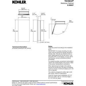 Verdera® Recessed or Surface Mount Medicine Cabinet with 3 Adjustable Shelves