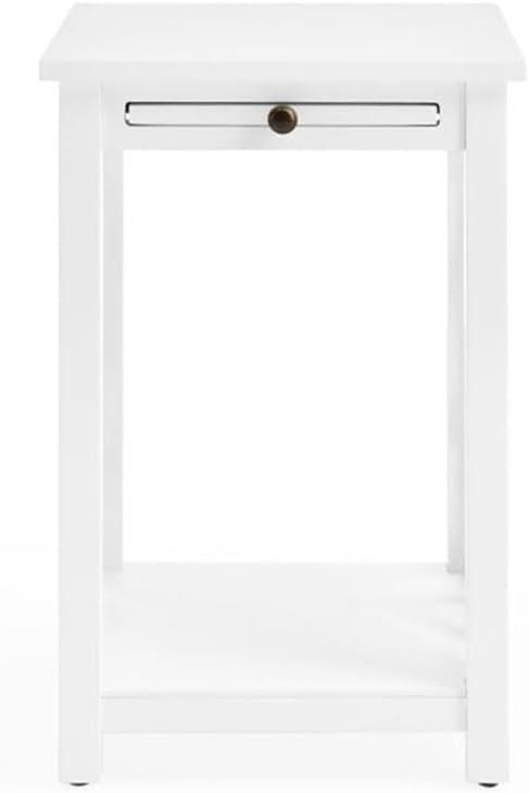 Alaterre Furniture Coventry Wood End Table with Tray and Bottom Shelf, Modern Accent Furniture, White