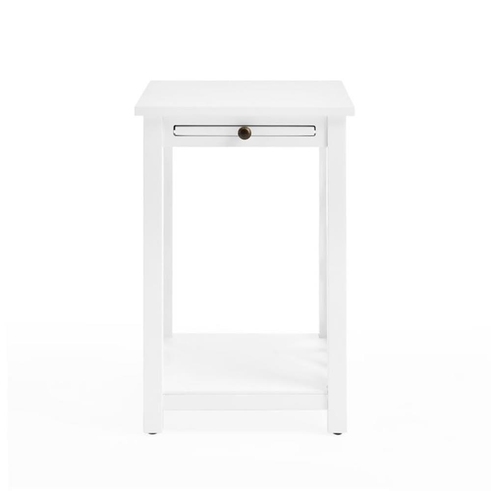 Alaterre Furniture Coventry Wood End Table with Tray and Bottom Shelf, Modern Accent Furniture, White