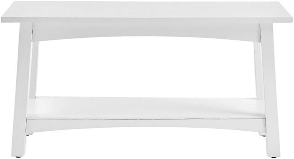 Alaterre Furniture Craftsbury 36 in. Sturdy Pine Wood Entryway Bench, 2-Person Bench Open Design Accent Furniture, White
