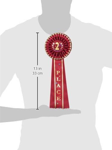 Beistle 2nd  Place Deluxe Rosette, 4.5" x 13.5", (2/Pkg) Multicolored
