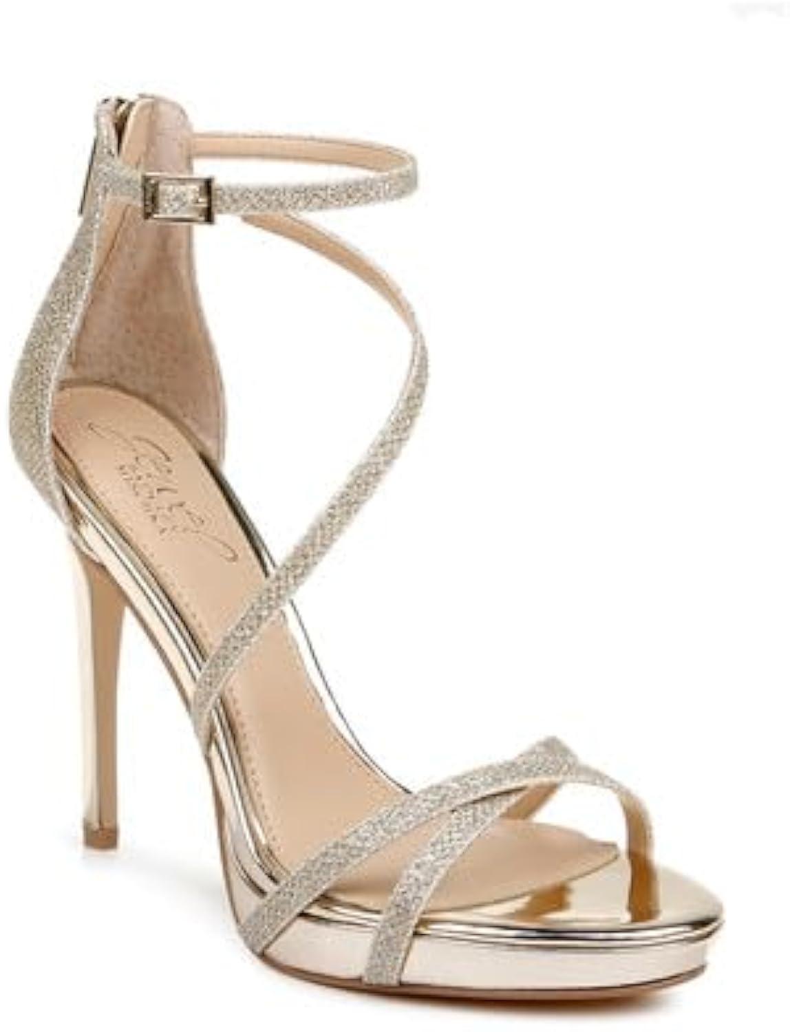 Galen Gold Glitter Satin Platform High Heel