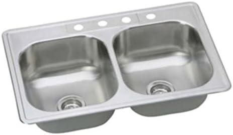 22'' L Drop-In Double Bowl Stainless Steel Kitchen Sink