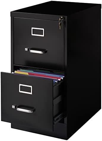 Black 2-Drawer Vertical Steel Lockable File Cabinet