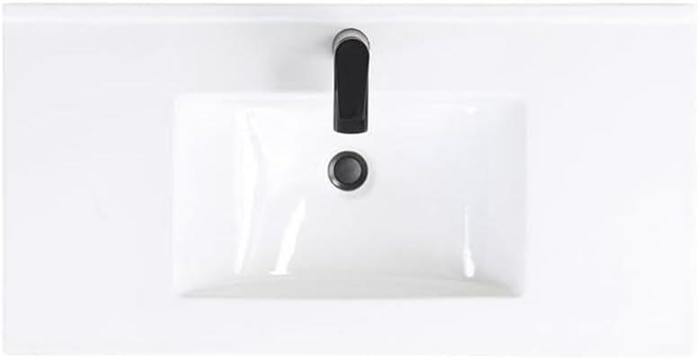 36" Scarsdale Bathroom Vanity Sink White - Manhattan Comfort: Ceramic Surface, Wood Frame, Single Basin