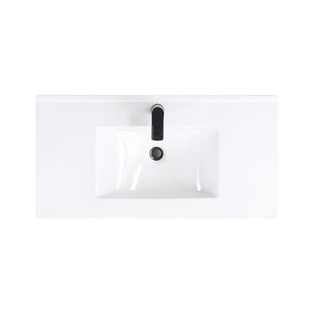 36" Scarsdale Bathroom Vanity Sink White - Manhattan Comfort: Ceramic Surface, Wood Frame, Single Basin