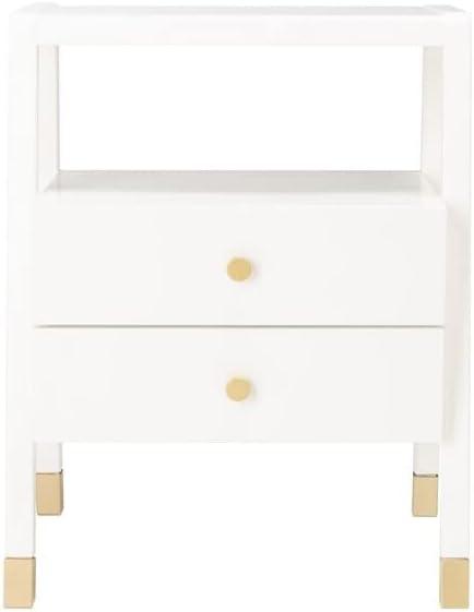 Cove Chic White/Gold Rectangular Storage Accent Table