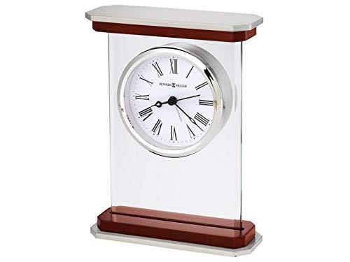 Howard Miller® Mayfield Modern & Contemporary Roman Numeral Rosewood Quartz Movement / Crystal Tabletop Clock with Alarm in White/Brown/Silver