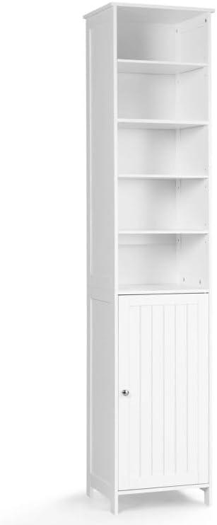 White Tall Lockable MDF Cabinet with Adjustable Shelves