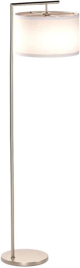 Montage Modern 60 in. Mid-Century Modern LED Floor Lamp with White Fabric Drum Shade