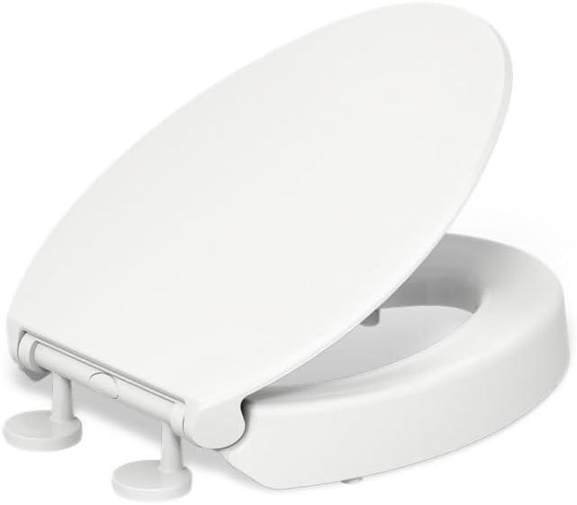 Hyten Elevated Toilet Seat with Quiet-Close Lid and Seat and Grip-Tight Bumpers