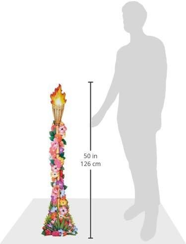 Colorful Floral Tiki Torch Cardstock Cutout, 4 Feet Tall