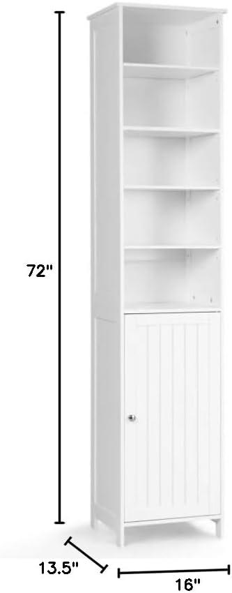 White Tall Lockable MDF Cabinet with Adjustable Shelves