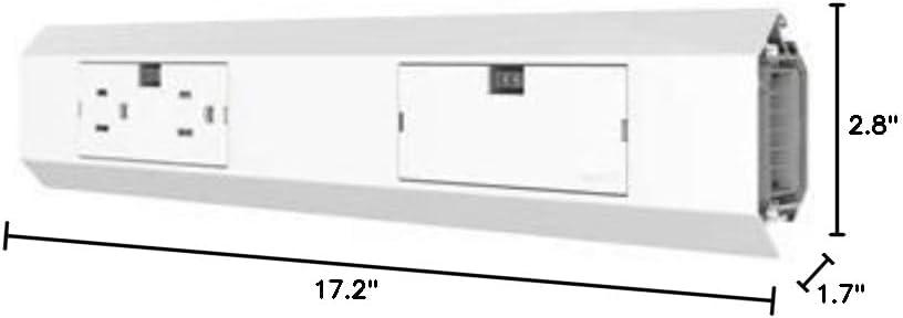 White 12" Modular Under-Cabinet Track with Outlets