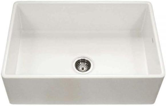 33" Fireclay Kitchen Sink, Crestwood Farmhouse Sink, White Fireclay Kitchen sink, Single Bowl Apron Front, Plain Ceramic Farm sink